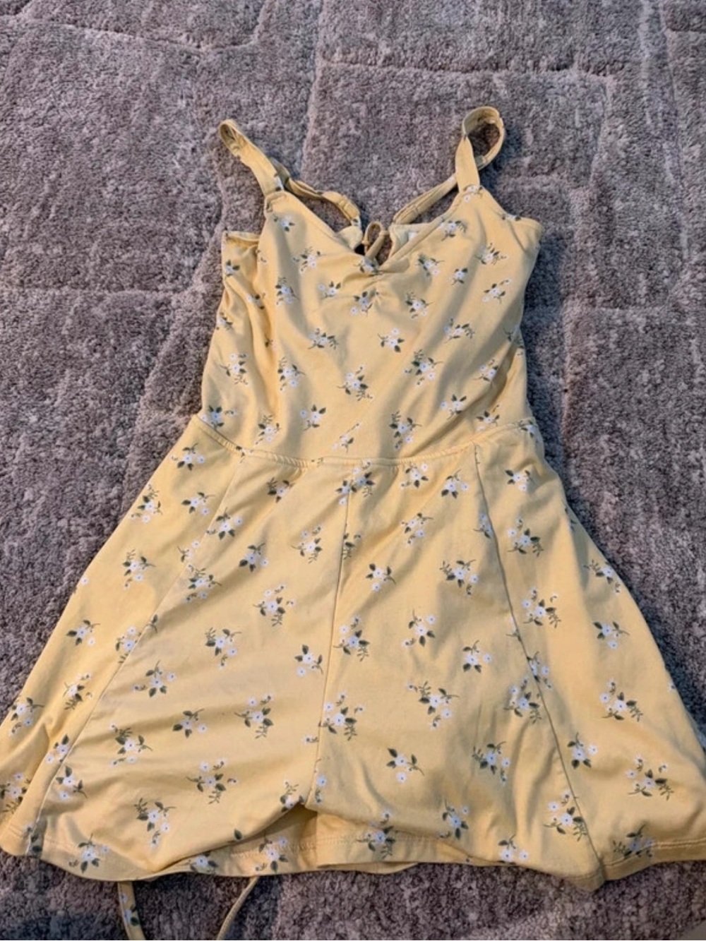 Hollister Yellow Floral Romper with Spaghetti Straps